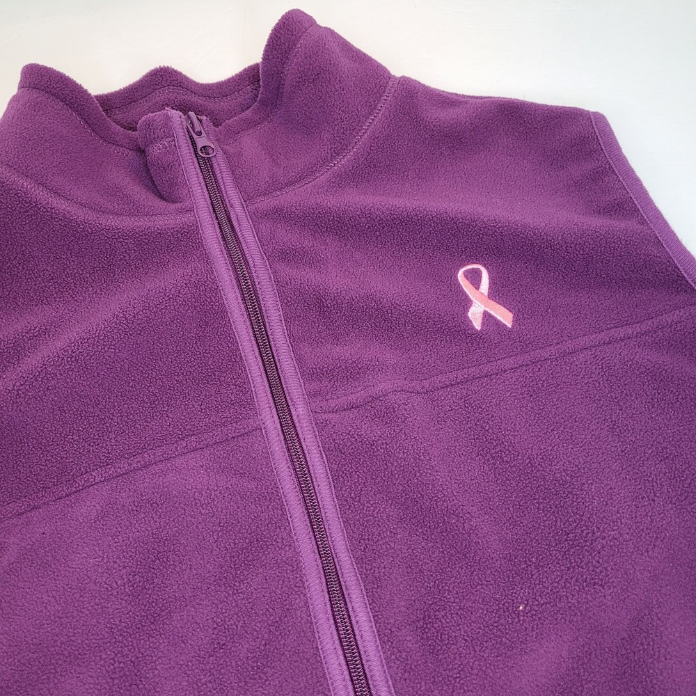 The Breast Cancer Fleece Jacket Women 2XL Purple Sleeveless Hike Hiking